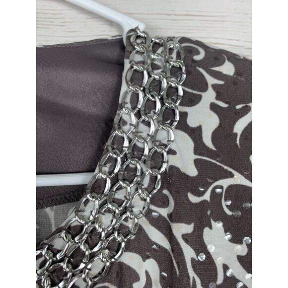 MSK Jacket womens medium full zip‎ metallic jacket brown/white paisley sequin - Picture 5 of 7